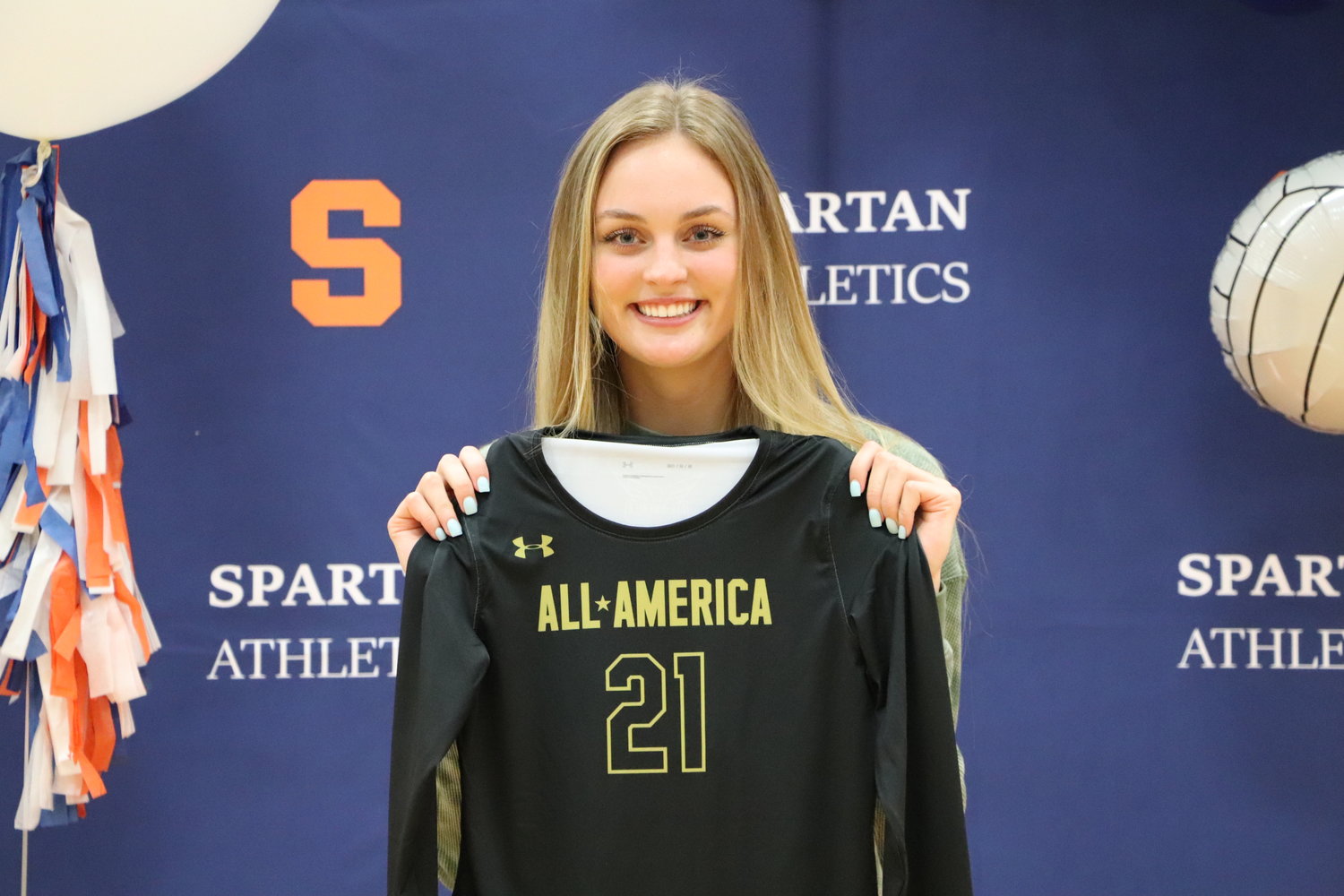 Seven Lakes senior outside hitter Ally Batenhorst was awarded with her Under Armour All-American jersey on Wednesday morning after being selected as one of 11 players to the first team.